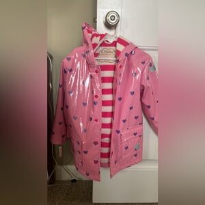 Girls size 6 Hatley Pink and Purple Heart Raincoat